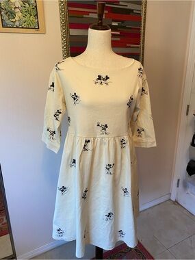 Disney Cream Midi Dress with Black Character Print